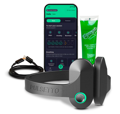 Pulsetto device with app, gel and charging cable
