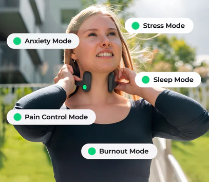 Pulsetto five modes: stress, anxiety, sleep, pain control, burnout