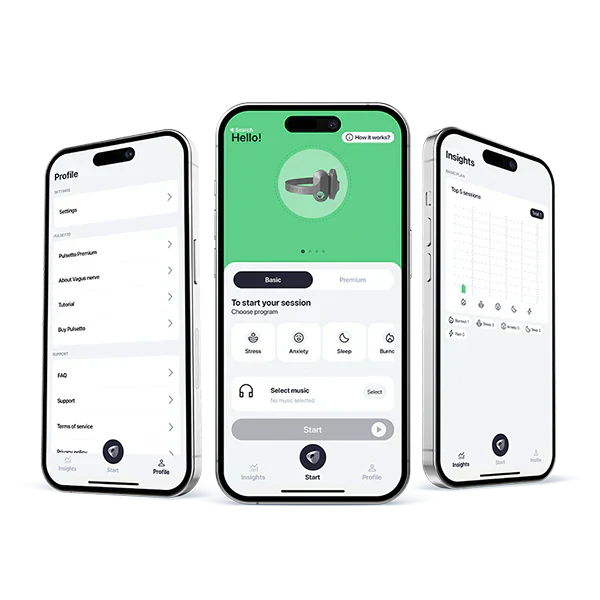 Pulsetto app screens